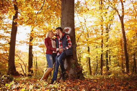 Romantic Couple In Autumn Park Stock Image Image Of Girlfriend