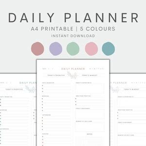 Daily Planner Printable Printable Planner To Do List Daily Etsy Australia