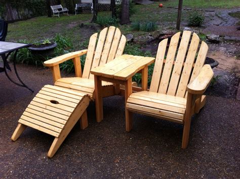 Set includes 1 expansive table and 6 chairs. Adirondack Chair Set with Table | Furst Woodworks