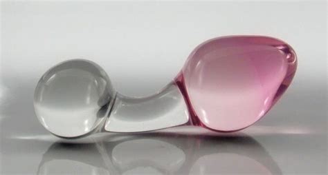 Small Pink Color Fade Glass Curved Handle Rosebud Butt Plug