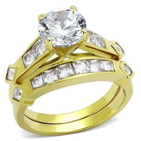 Womens 315 Ct Round Cz 14k Gold Plated Bridal Engagement