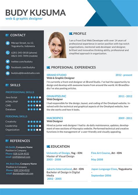 Free Professional Resume Template For Job In Photoshop Psd Format