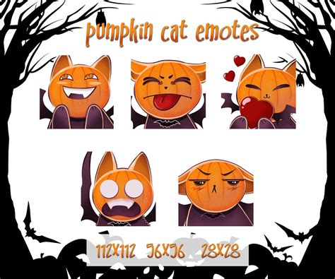 Digital Discord Youtube Emotes Twitch 6 Halloween Cat Emotes Pack