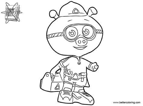 Super Why Coloring Pages Alpha Pig