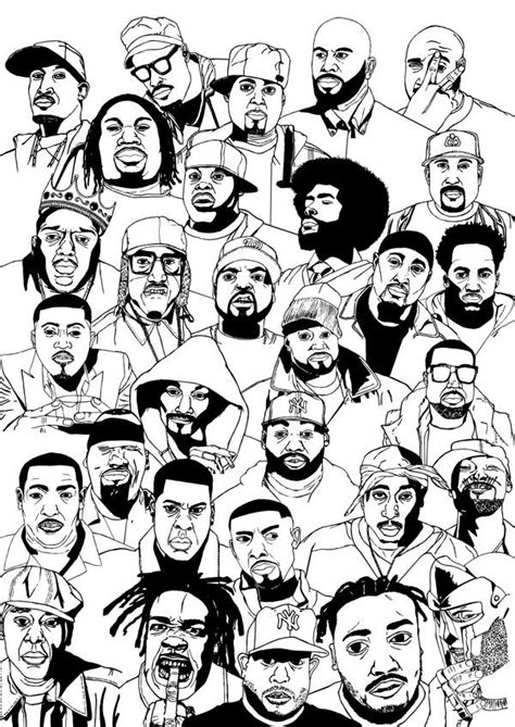 Poster With Portraits Of Hip Hop Artists By Robin De Wachter Via