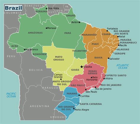 large brazil regions map brazil south america mapsland maps of the world