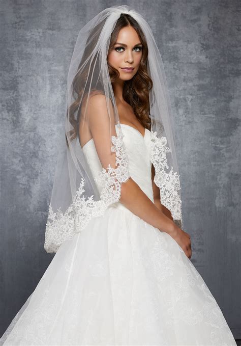Veil With Lace Beaded With Sequins And Rhinestones Morilee