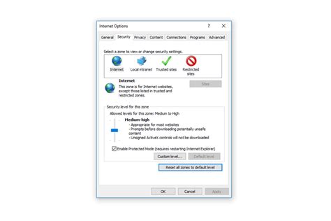 How To Reset Ie Security Settings To Default Levels
