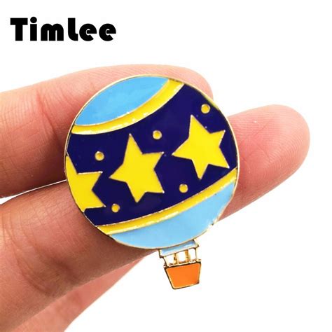 Timlee X204 Cartoon Blue Planet Balloon Design Metal Brooch Pins T