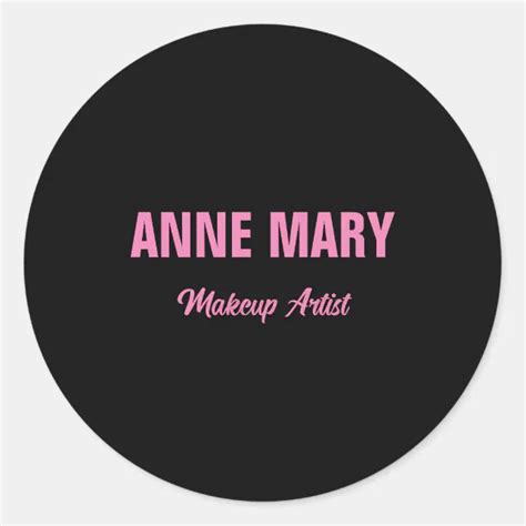 Blush Pink Black Name Makeup Artist Business Classic Round Sticker Zazzle