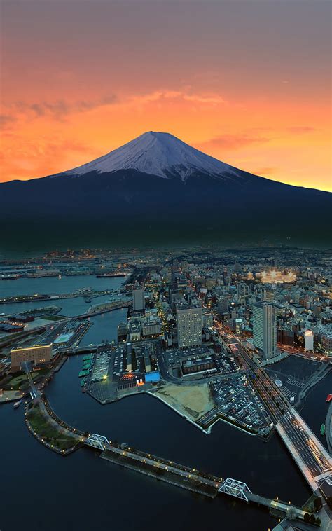 Hd Wallpaper Mount Fuji Sunset Tokyo Japan City Mountains Snowy