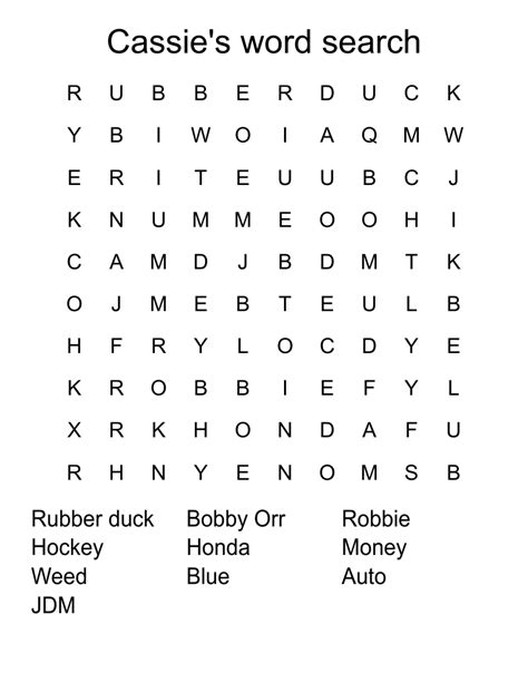 Cassie S Word Search Wordmint