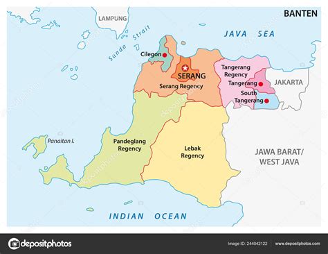 Banten Administrative Political Vector Map Indonesia Stock Vector By
