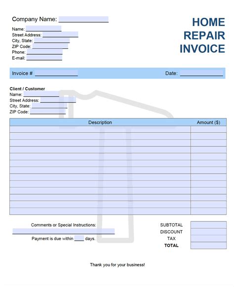 Maintenance Invoice Template Free