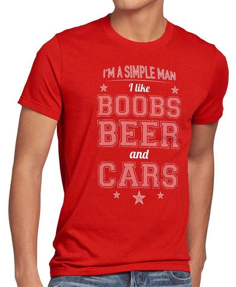 Style3 Print Shirt Herren T Shirt Simple Man Boobs Beer Car Auto Bier