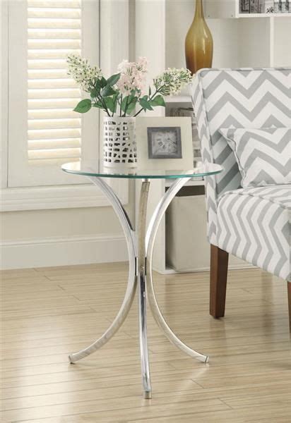 Chrome Tempered Glass Metal Round Accent Table Glass Accent Tables