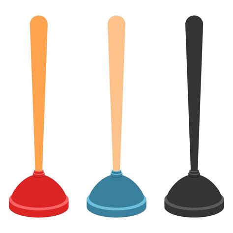 Toilet Plunger Set Isolated Vector Art At Vecteezy