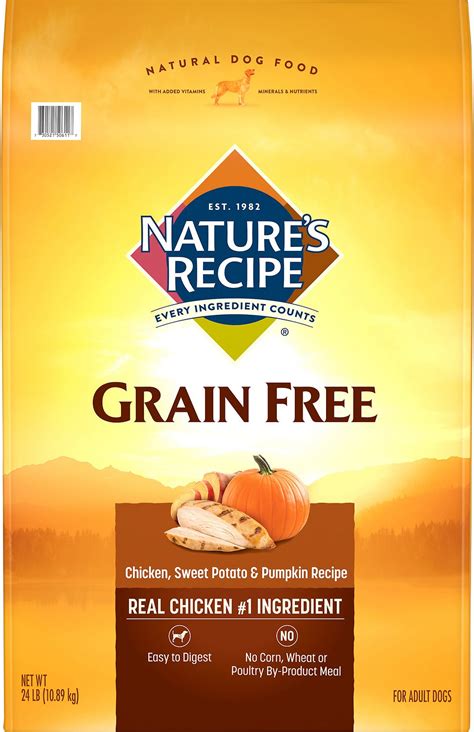 It's crafted with all the savory taste your dog could possibly want and the nutrition that he definitely needs. Nature's Recipe Grain-Free Chicken, Sweet Potato & Pumpkin ...