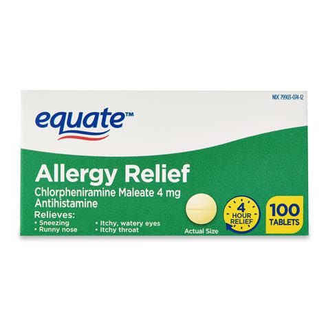 Equate Allergy Relief Tablets With Diphenhydramine Hcl 25mg