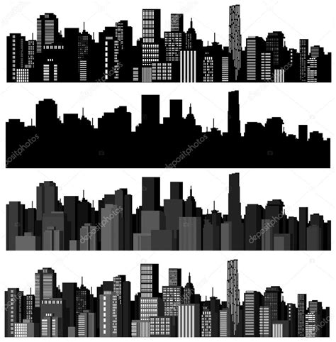 Set Of Vector Cities Silhouette — Stock Vector © Rvika 21461977