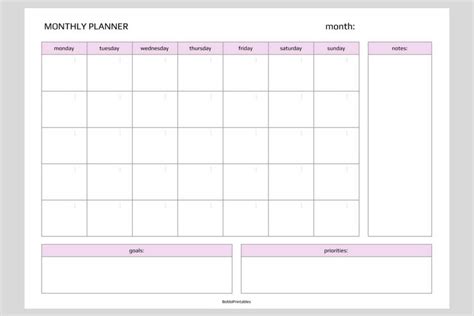 Bobbiprintables — Free Simple Monthly Planner Printable Download