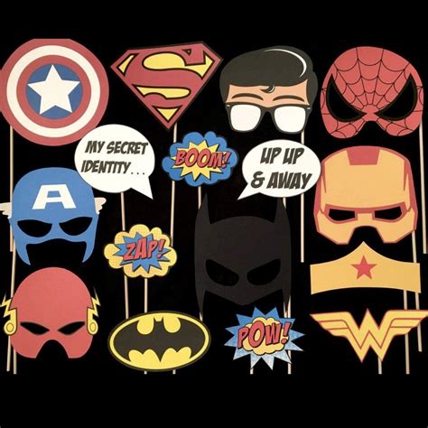 Superhero Themed Photo Booth Props Photo Booth Props Superhero Theme