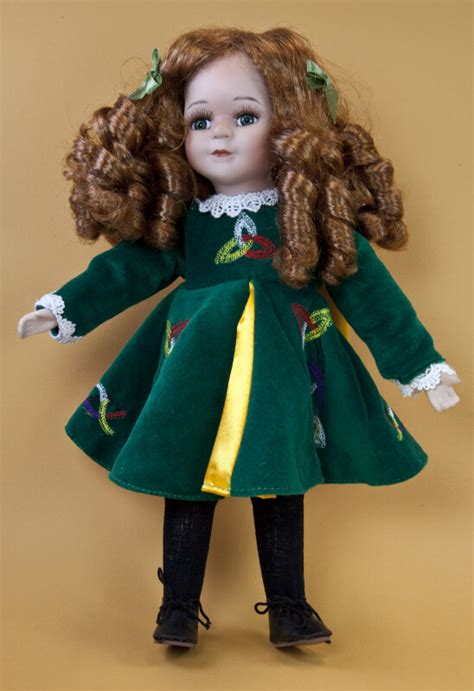 Ireland Irish Doll With Red Hair Green Eyes And A Green Velvet Dress