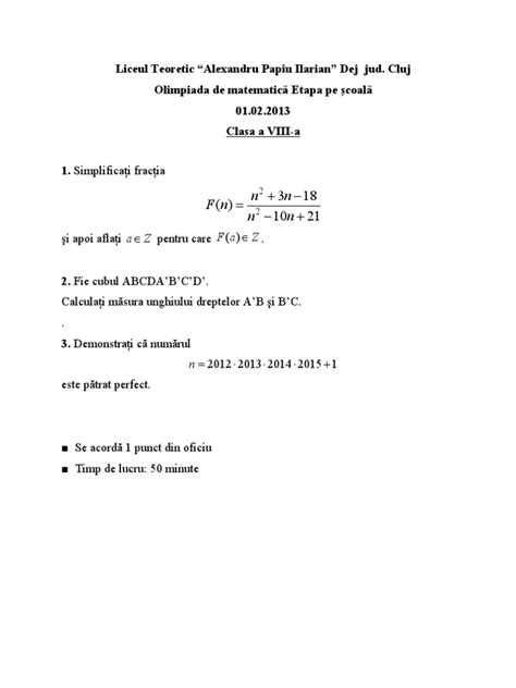 Teste Matematica Clasa A 8 A Pdf