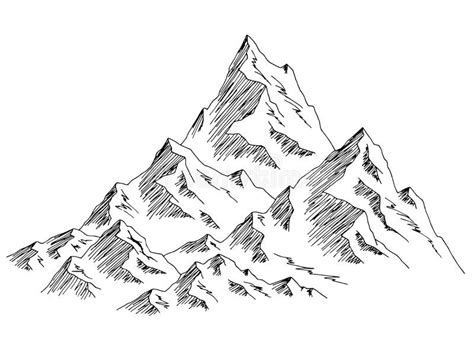 Mountain Top Graphic Black White Isolated Landscape Sketch Illustration