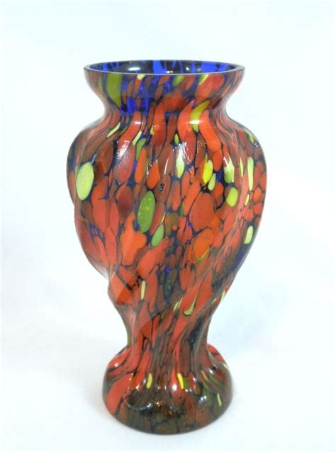spatter mottled multicolored czech glass 4 75 bud vase bohemian glass bud vases czech glass