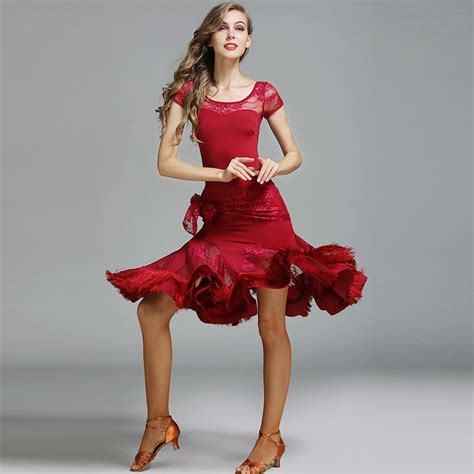 Adult Latin Dance Suit Ice Silk Latin Dance Skirt Fringed Practice Clothes New In Latin From