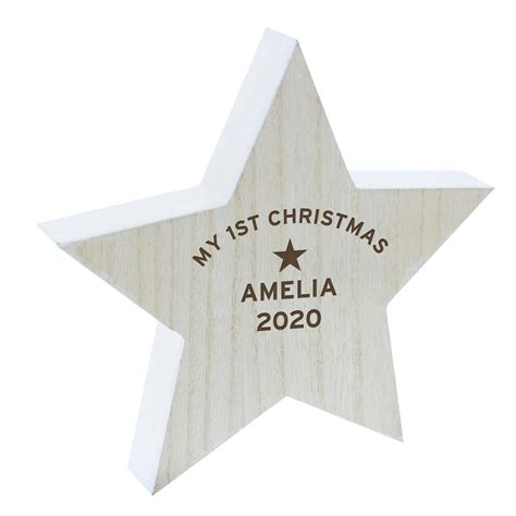 Personalised Rustic Wooden Star Decoration Personalise It