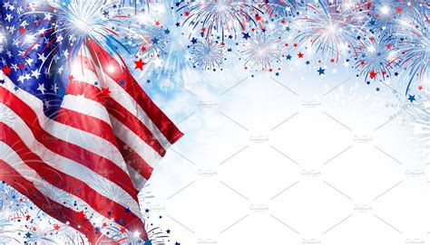 American flag fireworks wallpaper stripes and polka dots. USA flag with fireworks ~ Holiday Photos ~ Creative Market