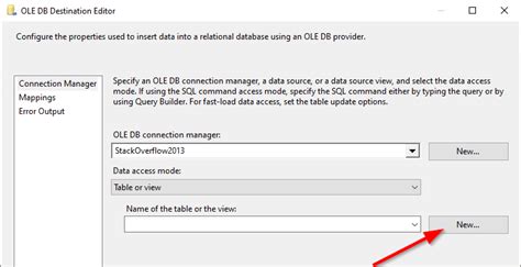 Data Access Modes In Ssis Ole Db Destination Sql Command Vs Table Or View