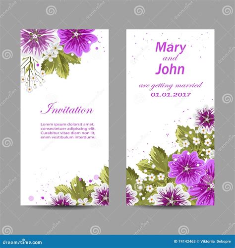 Set Of Wedding Invitation Cards Design Stock Vector Illustration Of