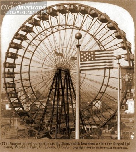 The giant ferris wheel, at 264 feet tall, had 36 wooden cars, each one big enough to hold 60 people. Love on a ferris wheel: Weddings in midair (1904) | World ...