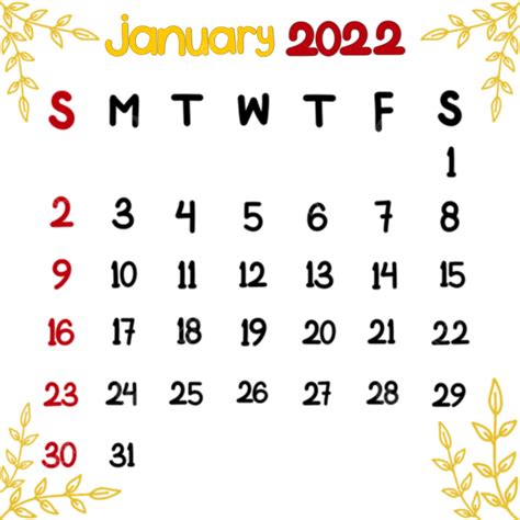 January Calendar Png Image Calendar January With Gold Leaf Calendar