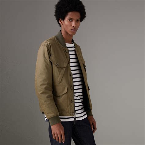 Reversible Quilted Bomber Jacket In Military Khaki Men Burberry