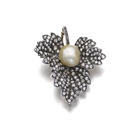150 Natural Pearl And Diamond Brooch Late 19th Century And Later