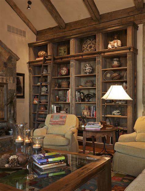 rustic | Rustic bookcase, Rustic living room, Rustic bookshelf