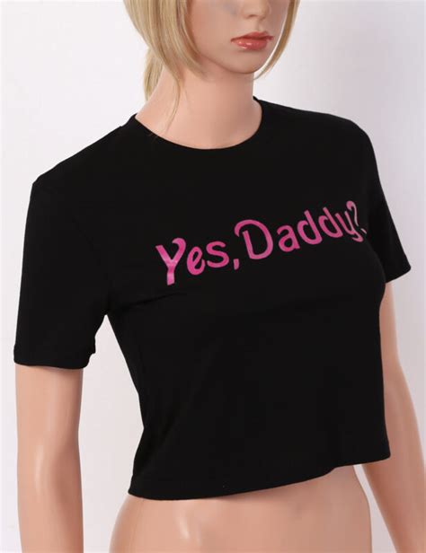Women Yes Daddy Printed Crop Top Summer Tank Top T Shirt Blouse Vest