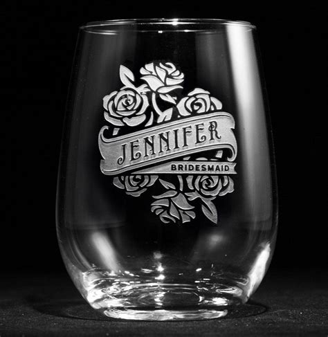 Wine Glasses Bridal Party Stemless Wine Glass Glass Engraved Ts Glass Etching Ts