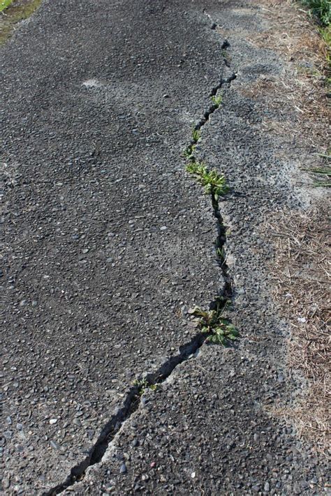Earthquake Cracked A Rural Road In Winter Stock Image Image Of