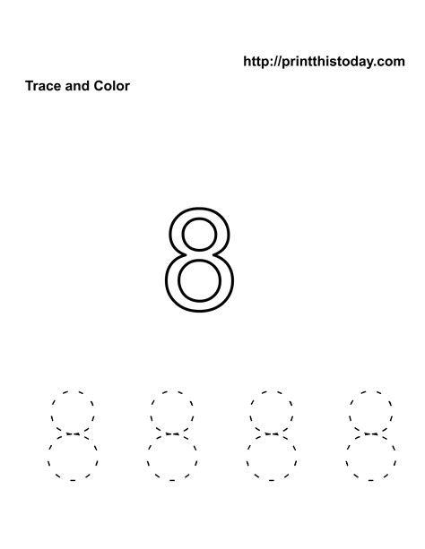 Free Kindergarten Math Worksheets Number Eight 8