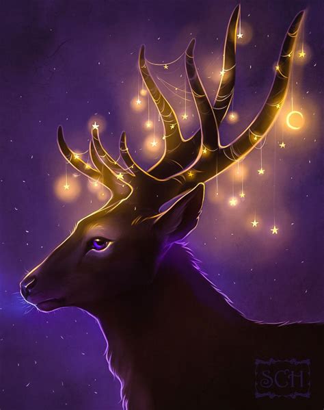 Deer By Scheadar On Deviantart Night Sky Wallpaper Art Album