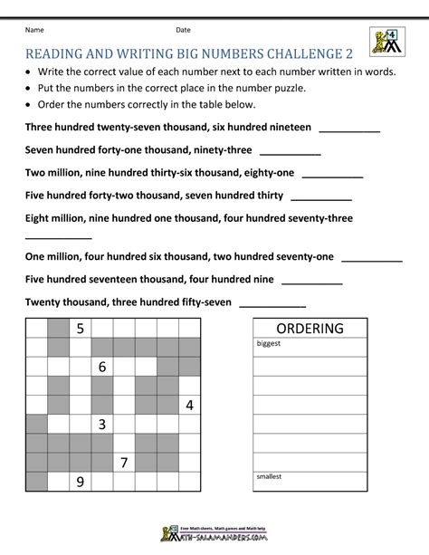 You can learn more about these standards here. 4th Grade Math Worksheets: Reading, Writing and Rounding BIG Numbers