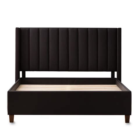 Brookside Adele Black Upholstered Queen Platform Bed Frame With A