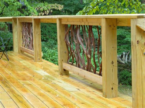 Standard wood deck handrail designs. Cable Railing and Branch Handrail Idea | Deck Railing Ideas