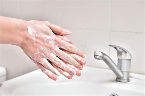 Soaping Your Hands With Antibacterial Soap Stock Image Image Of