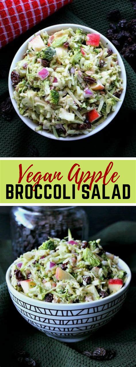 The best and easiest vegan broccoli salad you will ever have! Vegan Apple Broccoli Salad #vegetables #dressing